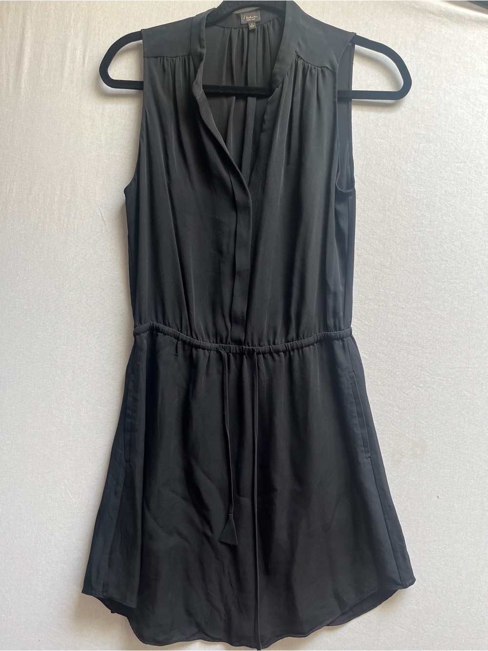 Babaton Aritzia 100% Silk Sleeveless V-Neck Drawstring Mini Dress S